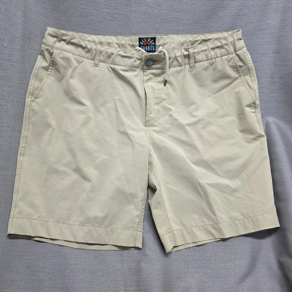 Faherty All Day Shorts Mens‎ 40 Khaki Tan Hybrid Stretch Quick Dry 9 Inch Inseam